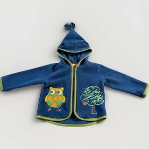 Hanna Andersson Baby Embroidered Jacket Bluer Than Blue Owl & Tree Hoodie Kids